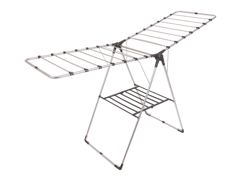 Clearact Wing Flügelwäscheständer in Silber / Graphit, aufgeklappt